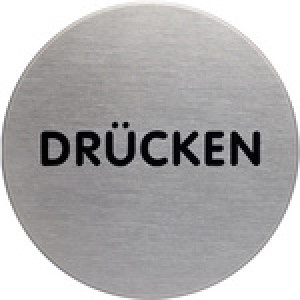 Pictogram 'Drukken', diameter 65 mm, zilverkleurig