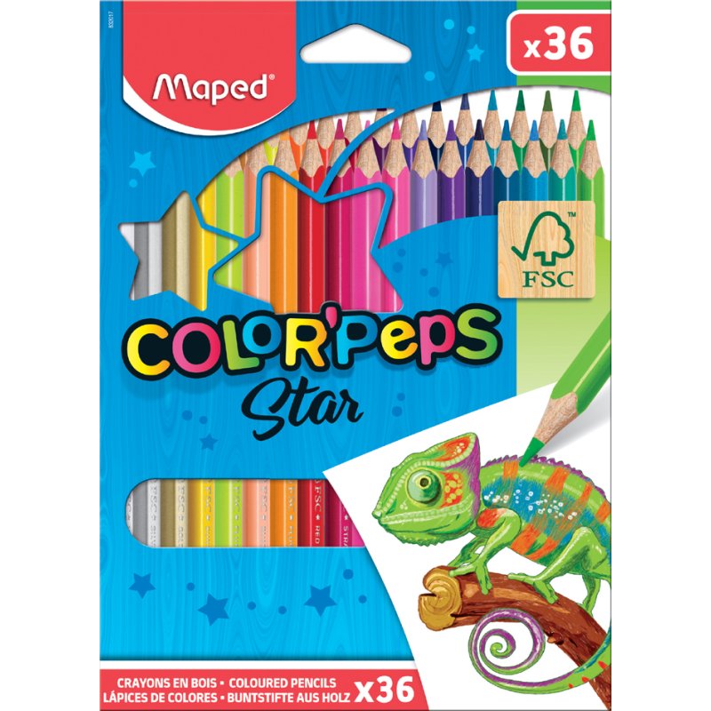 Maped driehoekige kleurpotloden COLOR-PEPS Star, 72 stuks kartonnen etui