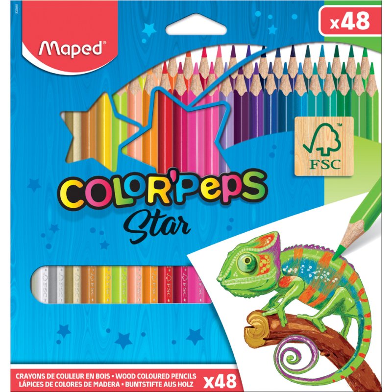 Maped driehoekige kleurpotloden COLOR-PEPS Star, 72 stuks kartonnen etui