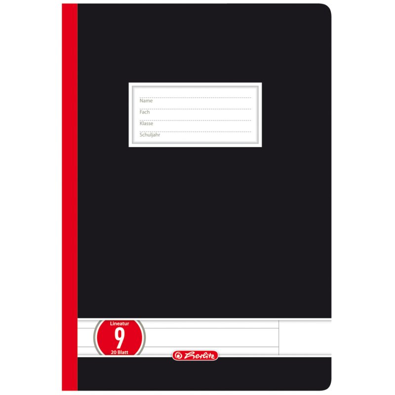Herlitz schoolschrift, A4-formaat, gelinieerd met kantlijn.