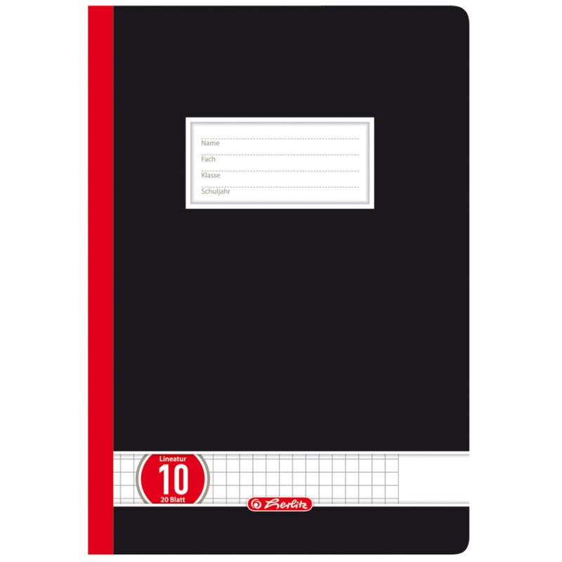 Herlitz schoolschrift, A4-formaat, gelinieerd met kantlijn.