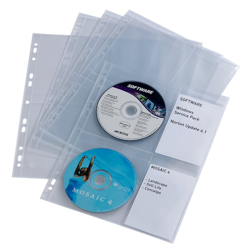DURABLE CD/DVD-hoezen transparant A4-formaat voor 4 discs, set van 10 stuks