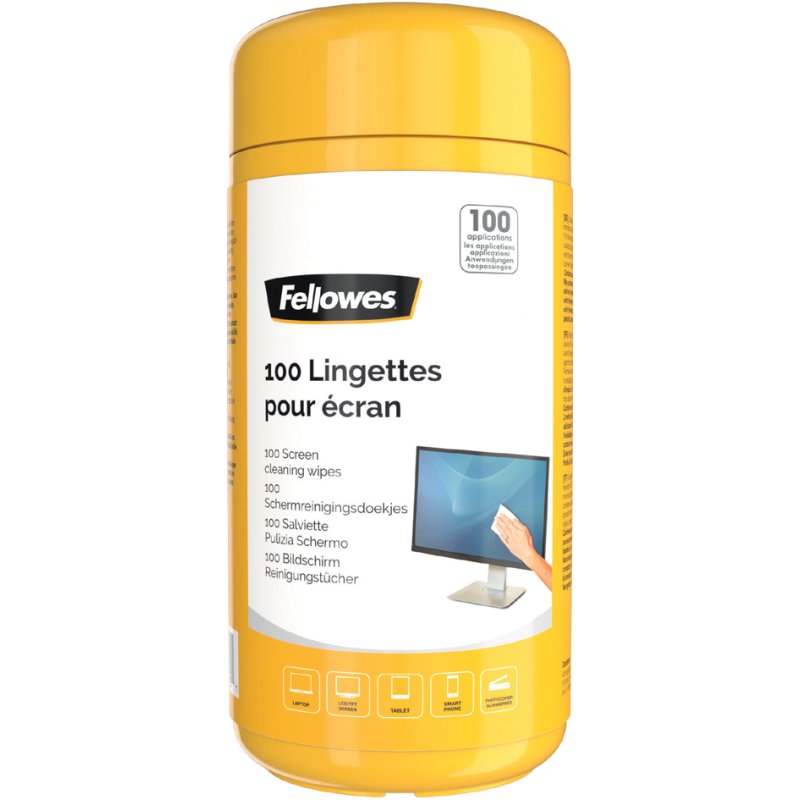 Fellowes beeldschermreinigingsdoekjes, voorgeïmpregneerd, antistatisch, 100 stuks