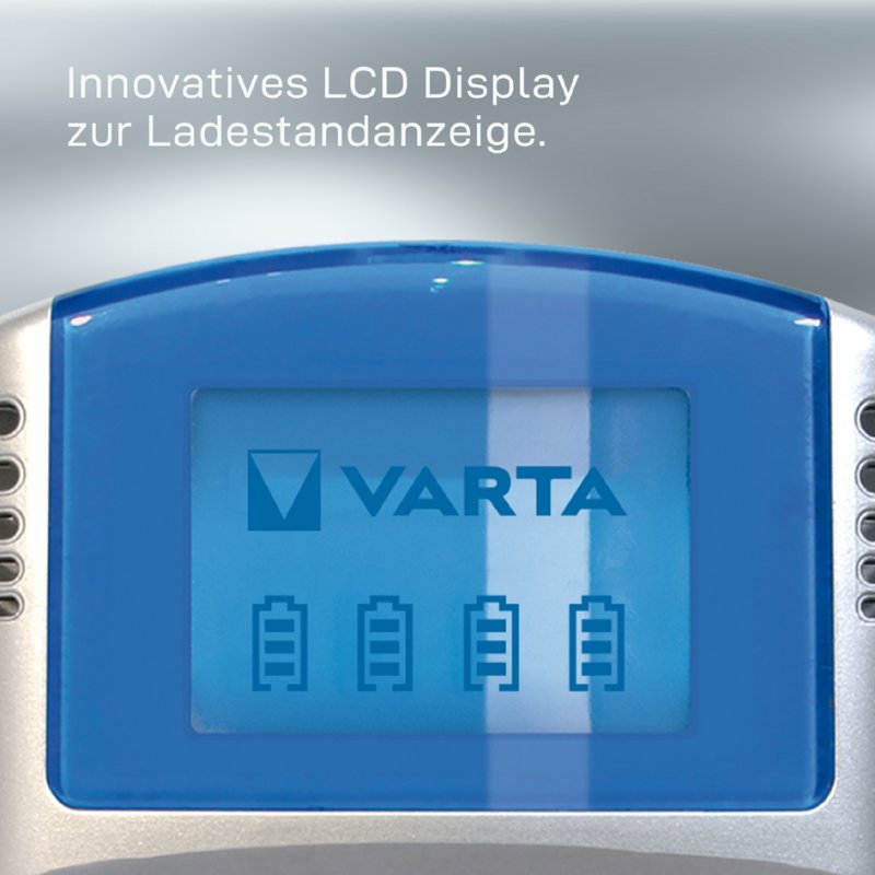 VARTA Batterijlader met LCD Display, USB en 12V Adapter inclusief 4 AA Batterijen