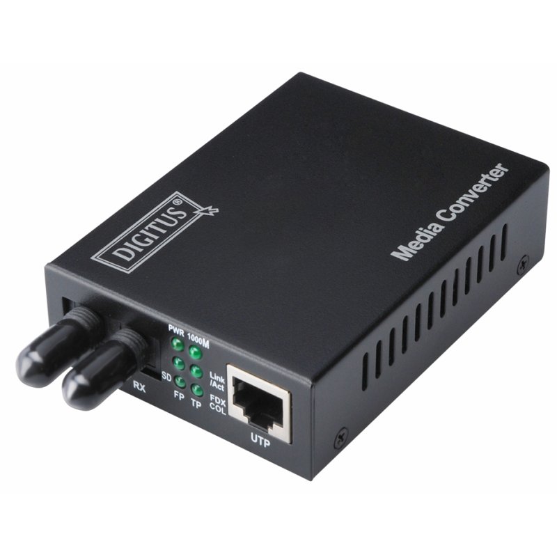 Gigabit mediaconverter, RJ45/ST, multimode.