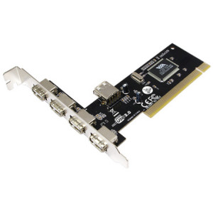 LogiLink USB 2.0 PCI-kaart, 4 + 1 poort, VIA-chipset.