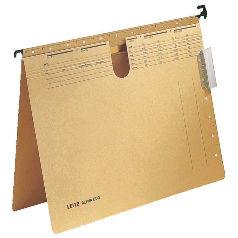 Leitz Alpha Duo hangmappen, formaat A4, met commerciële perforatie.
