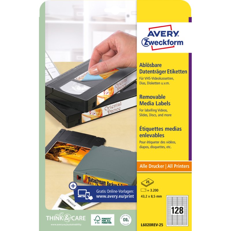 AVERY Zweckform Stick+Lift dia-etiketten, 43,2 x 8,5 mm