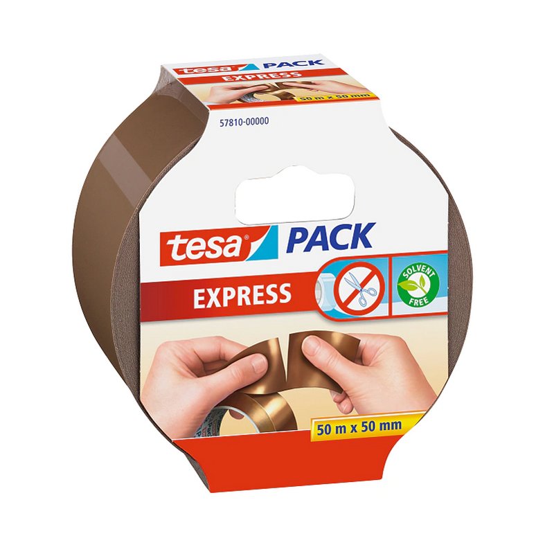 tesa Verpakkingstape Express, 50 mm x 50 m, bruin