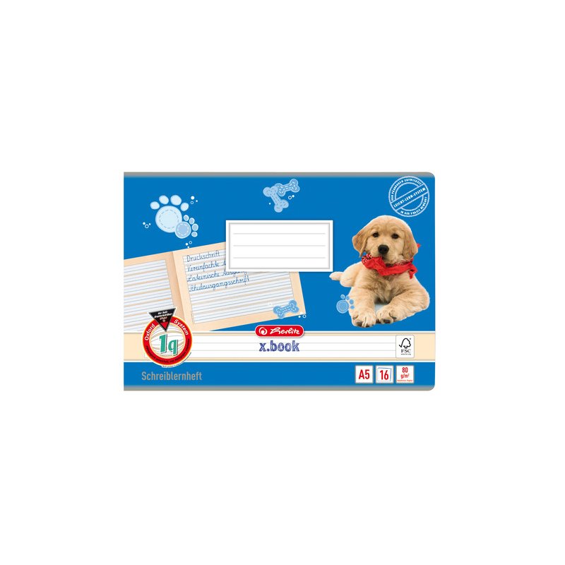 herlitz schrijfleerschrift x.book, DIN A5 dwars, lineaal 1q, 16 vel
