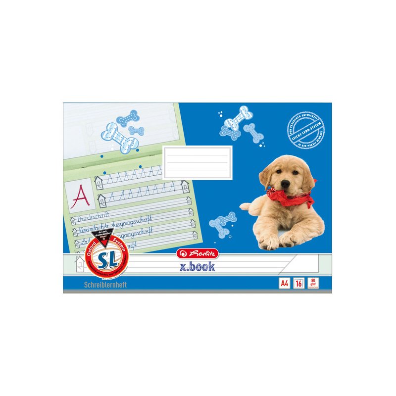 herlitz schrijfleerschrift x.book, DIN A5 dwars, lineaal 1q, 16 vel