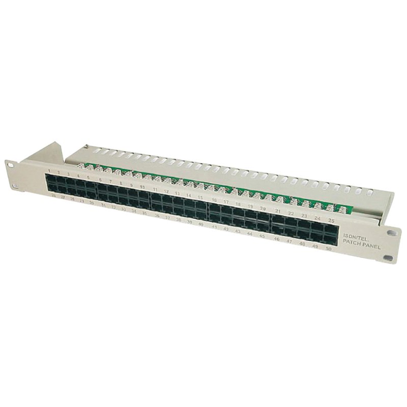 19" ISDN Patchpaneel cat. 3, 50 x RJ45, 1 HE