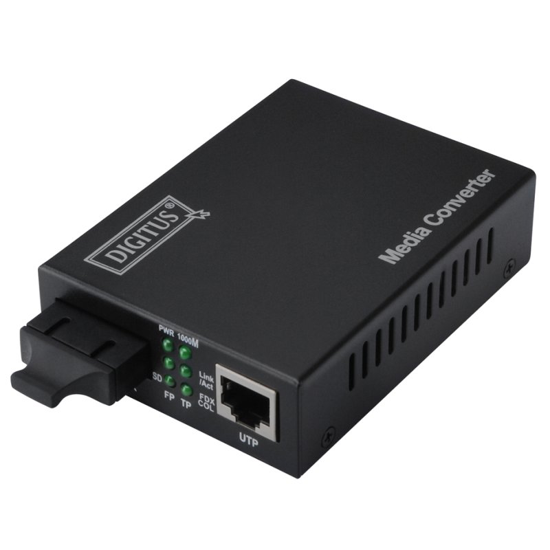 Gigabit mediaconverter, RJ45/SC, enkelmodusvezel