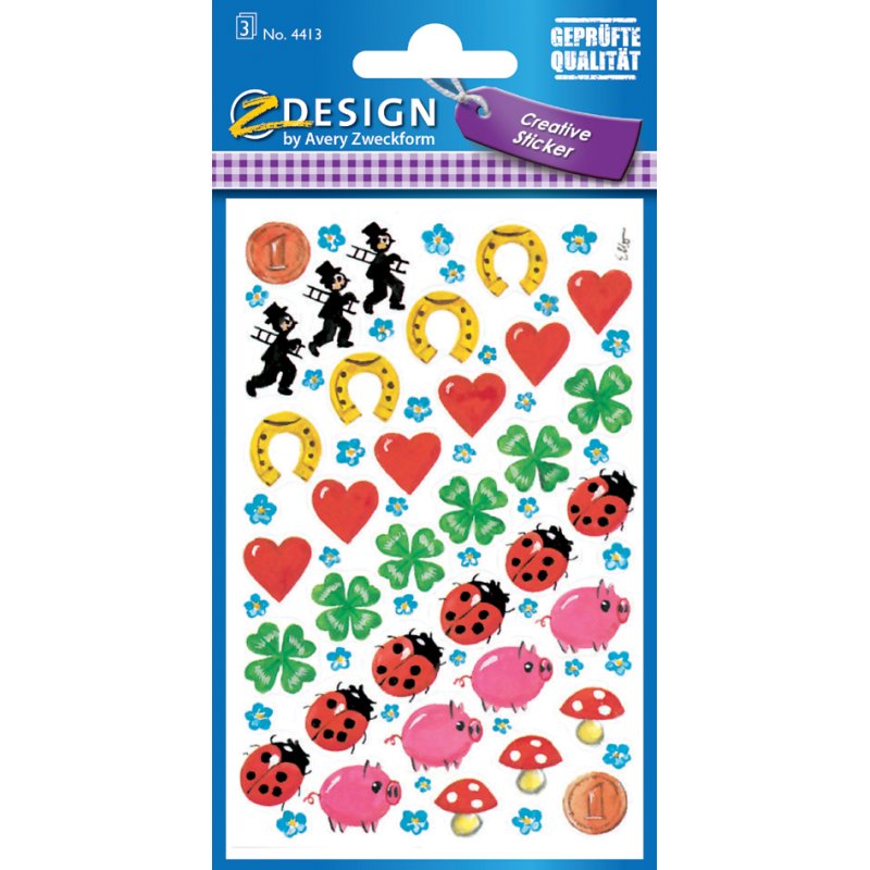 Avery Vormgevende Stickers 'Lieveheersbeestjes & Klavertjes'
