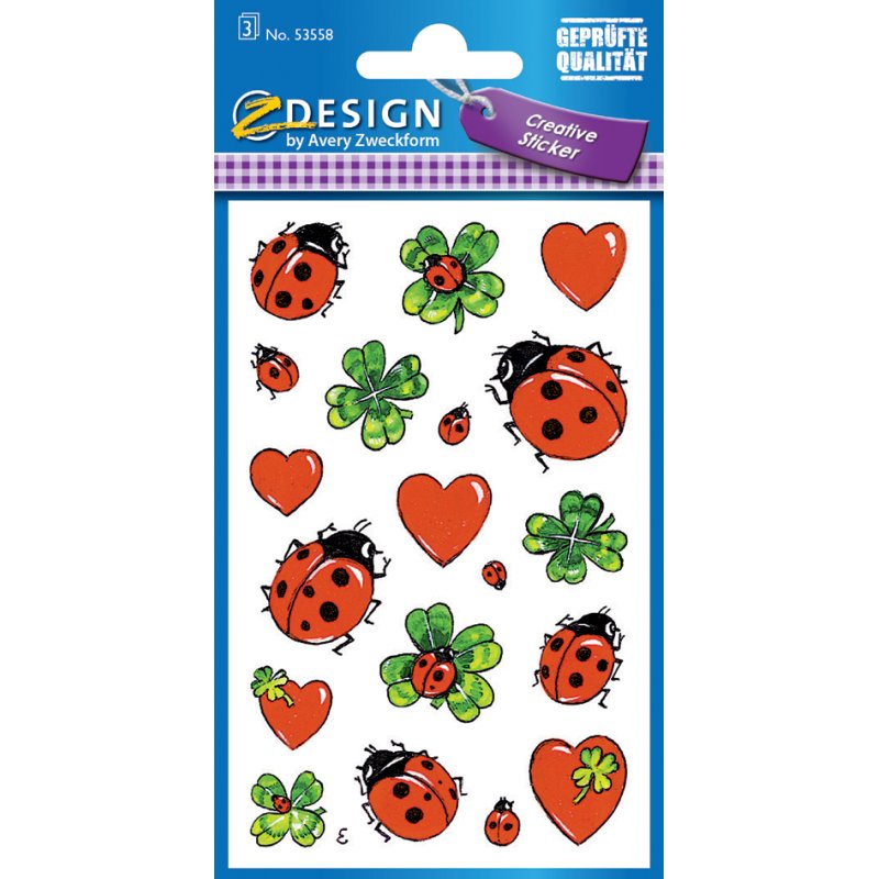 Avery Vormgevende Stickers 'Lieveheersbeestjes & Klavertjes'