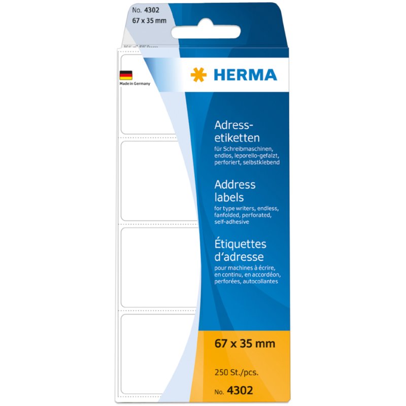 HERMA Adresetiketten 67 x 35 mm, leporello gevouwen, wit