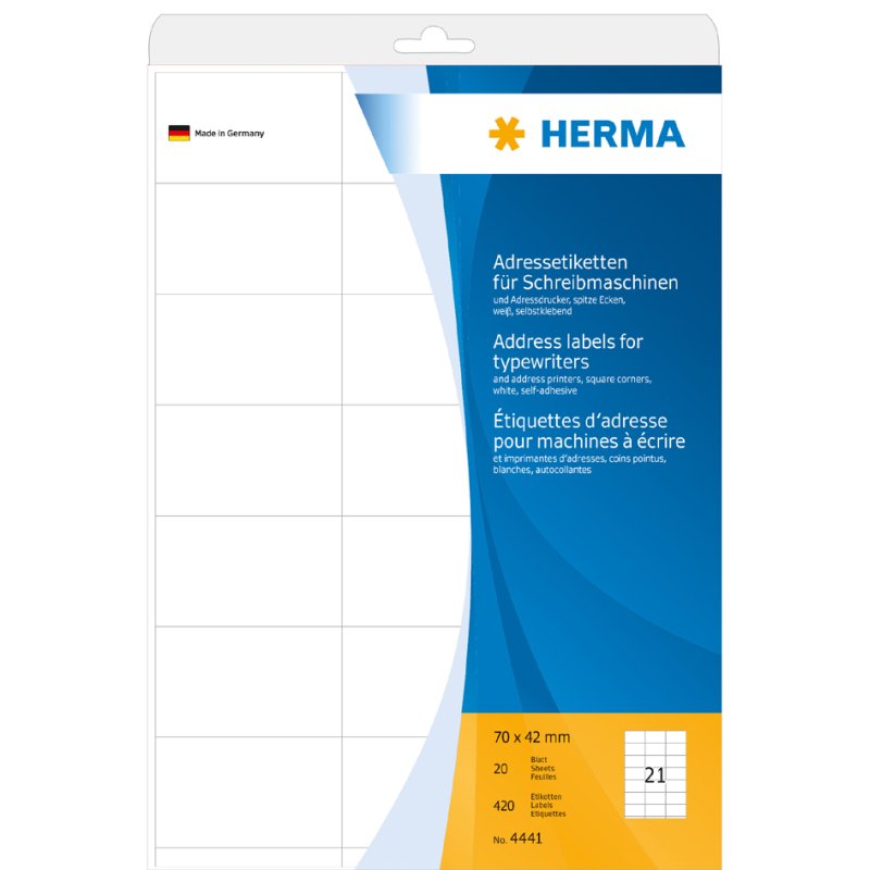 HERMA Adresetiketten 105 x 42 mm, spitse hoeken, wit