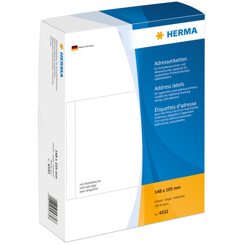 HERMA adresetiketten 148 x 105 mm, wit, losse vellen