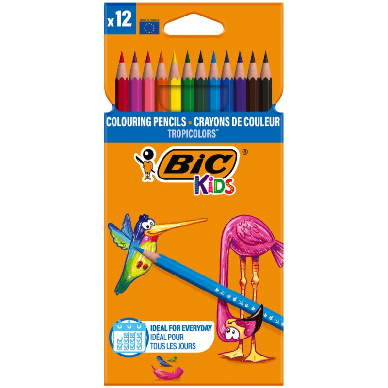 BIC Kids kleurpotloden Tropicolors, 18 stuks in kartonnen etui