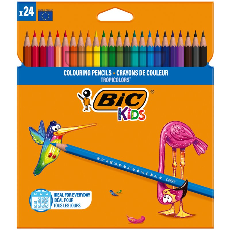 BIC Kids kleurpotloden Tropicolors, 18 stuks in kartonnen etui