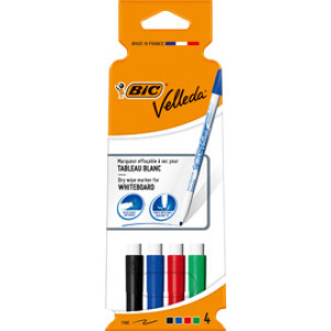 BIC whiteboard markers Velleda 1721, ronde punt, 4-delige set