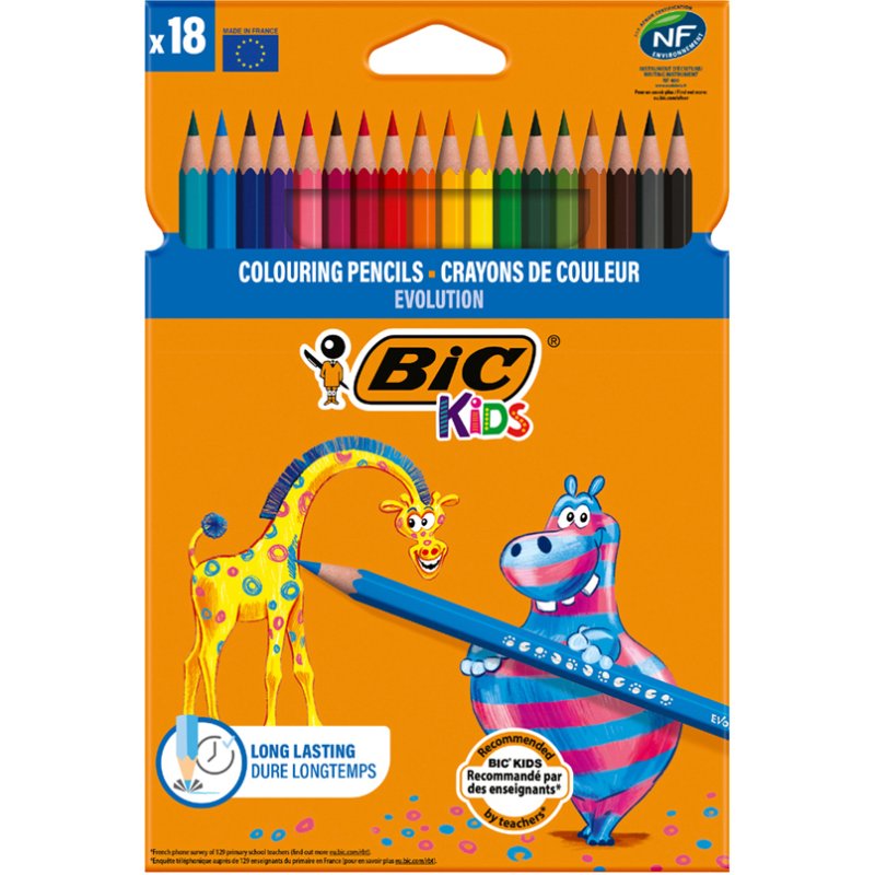 BIC KIDS kleurpotloden Evolution ecolutions, 18 stuks