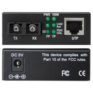 Snelle Ethernet mediaconvertor, RJ45/SC, enkelmodus