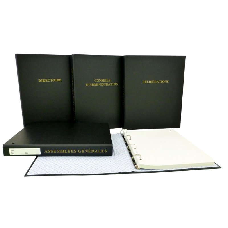 Ringband 'Algemene Vergadering', 4 ringen, zwart PVC.