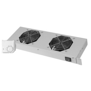 19" Ventilatie-unit, 1 hoogte-eenheid, 2 x 120 mm ventilatoren