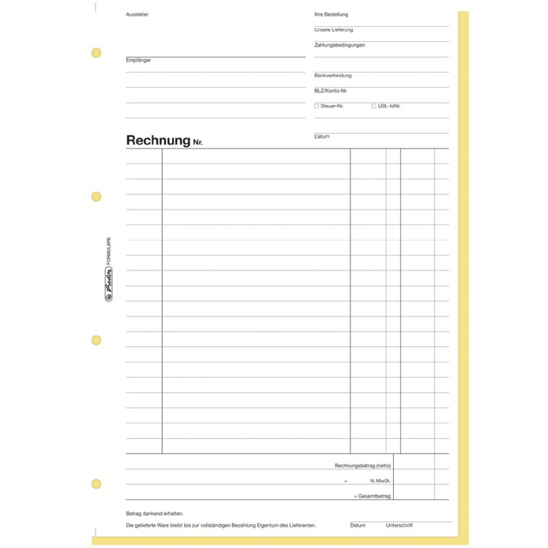 herlitz formulierboek Rechnung 303, DIN A6, 2 x 40 vel