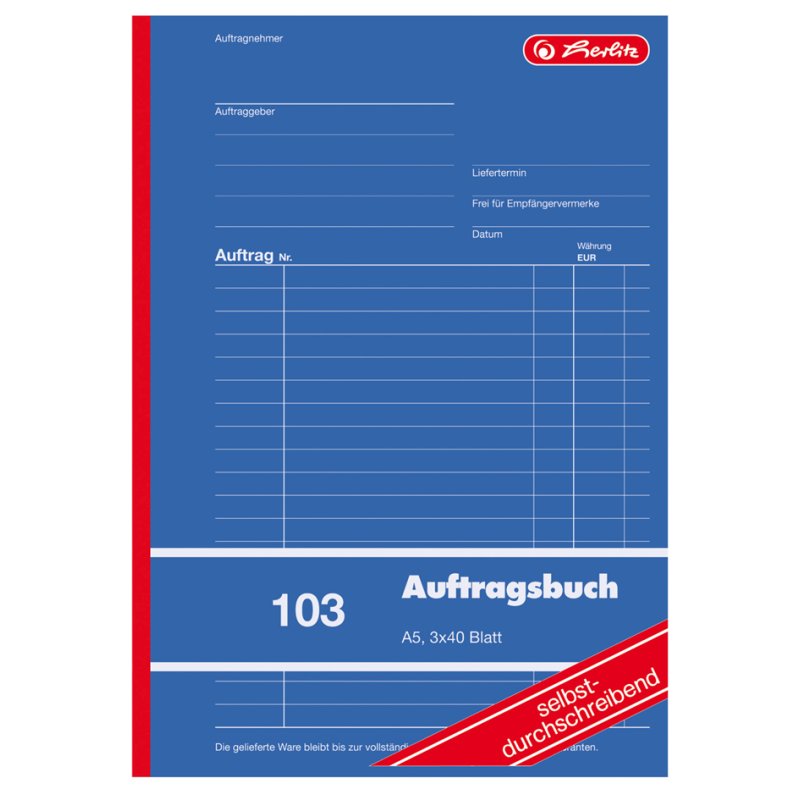 Bestelboek 'Bestelling 104', A4-formaat, 80 bladen.