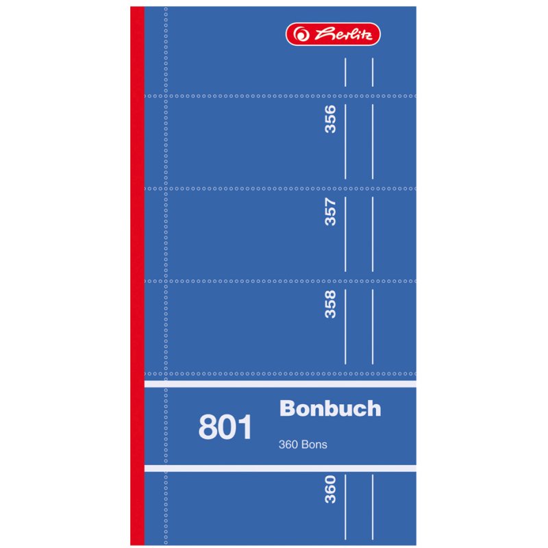 Herbruikbaar formulierenboek 'Bonnen', 90 x 198 mm, gesorteerd.