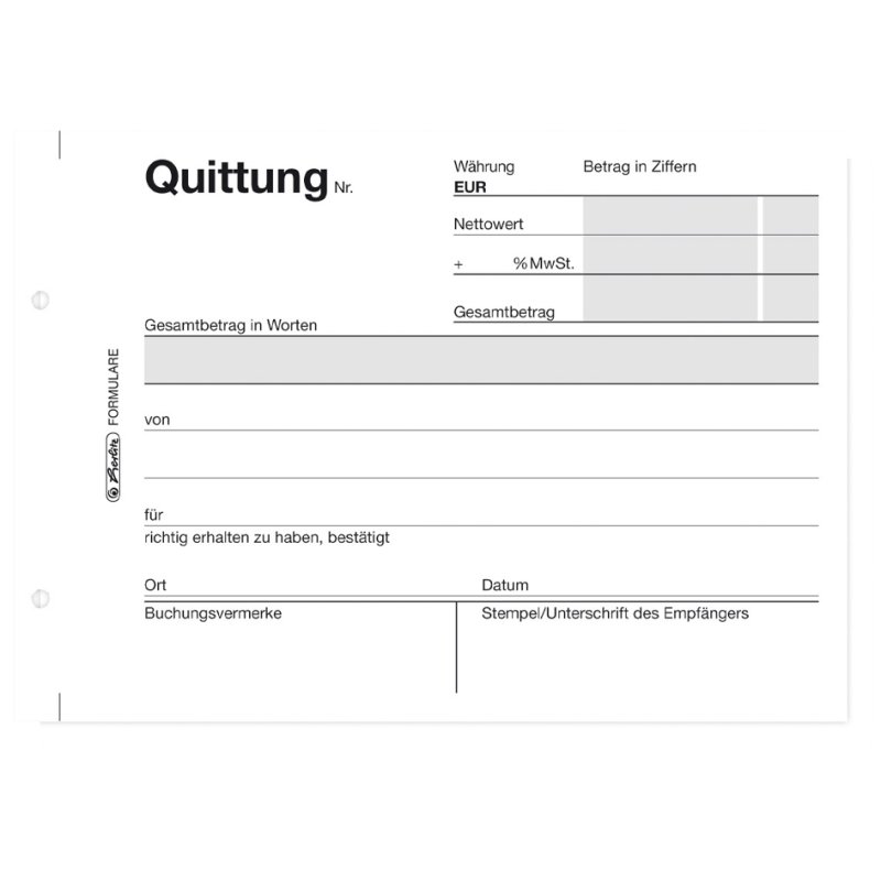 herlitz formulierboek Quittung 402, DIN A6, 2 x 40 vel, zelfkopiërend
