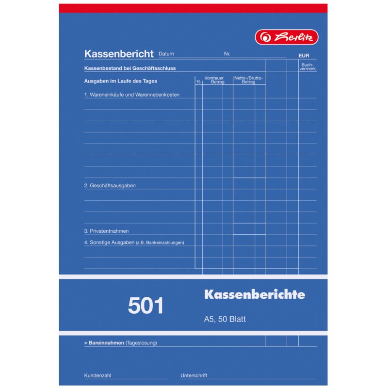 Kasboekformulieren A5, 50 vel