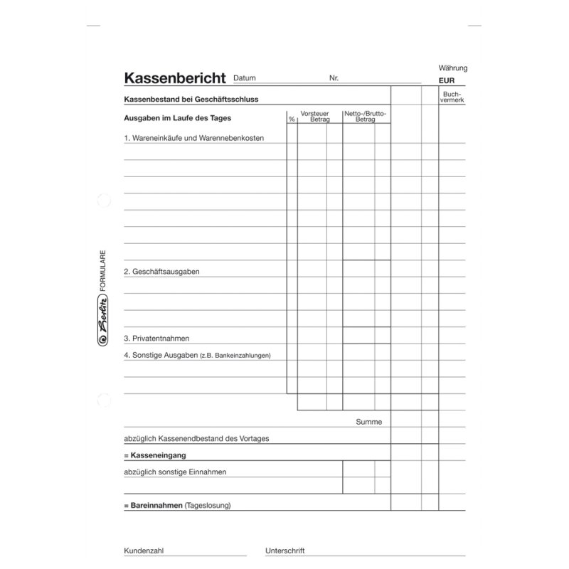 Kasboekformulieren A5, 50 vel
