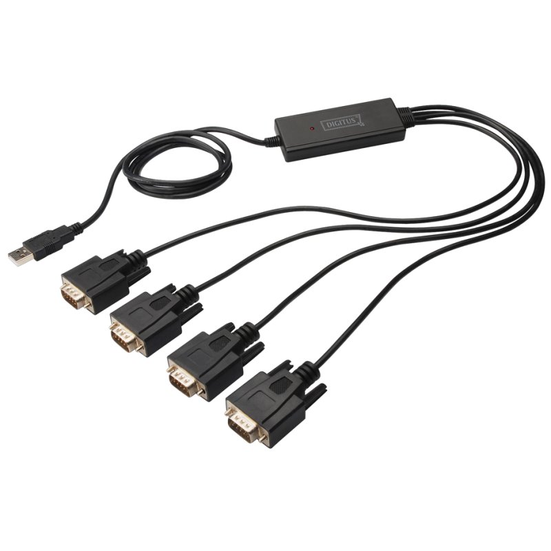 USB 2.0 naar 4x RS232 adapterkabel 1,5m zwart