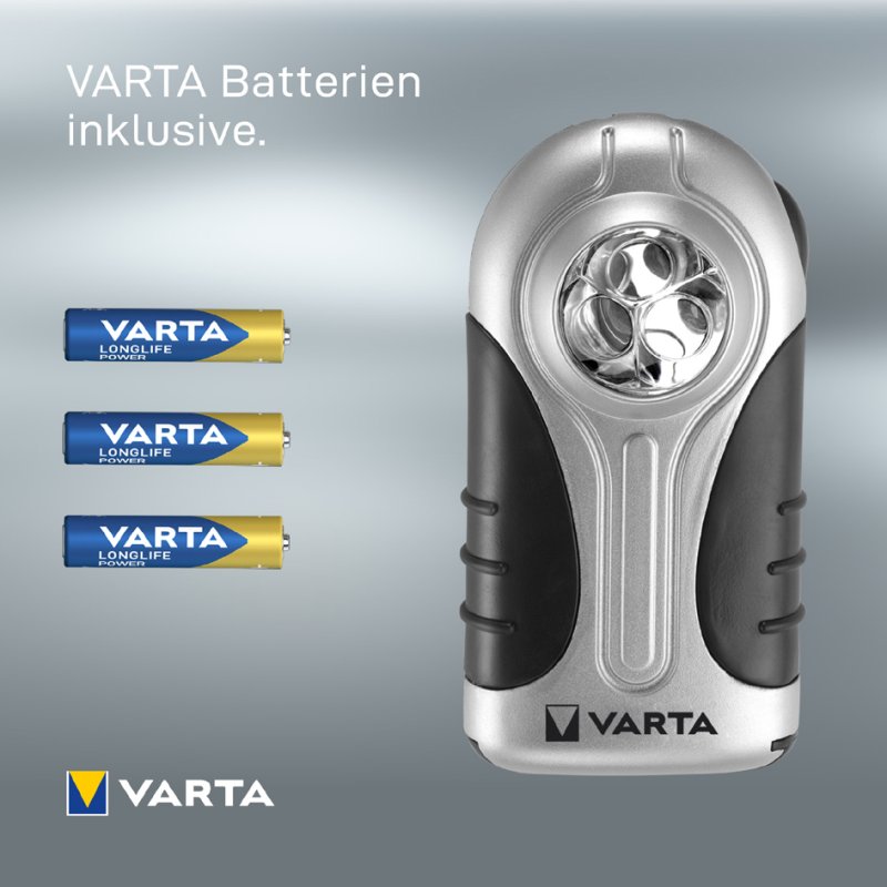 VARTA zaklamp LED Silver Light inclusief 3x AAA batterijen