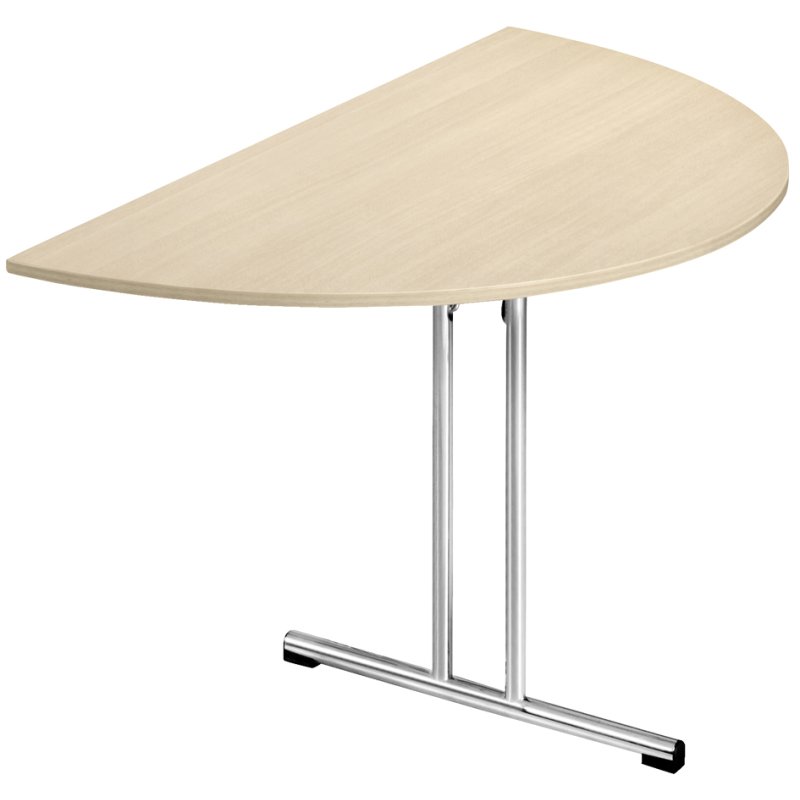 SODEMATUB klapbureau Chromeline, halfrond, esdoorn, 1400 mm