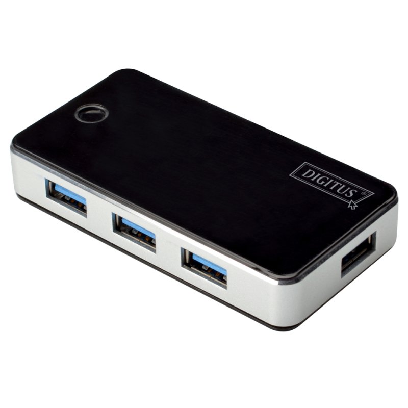 USB 3.0 Hub, 4 poorten, zwart, inclusief voedingsadapter