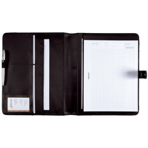 Alassio schrijfmap 'FANO' A4 kunstleer zwart met drukknoop