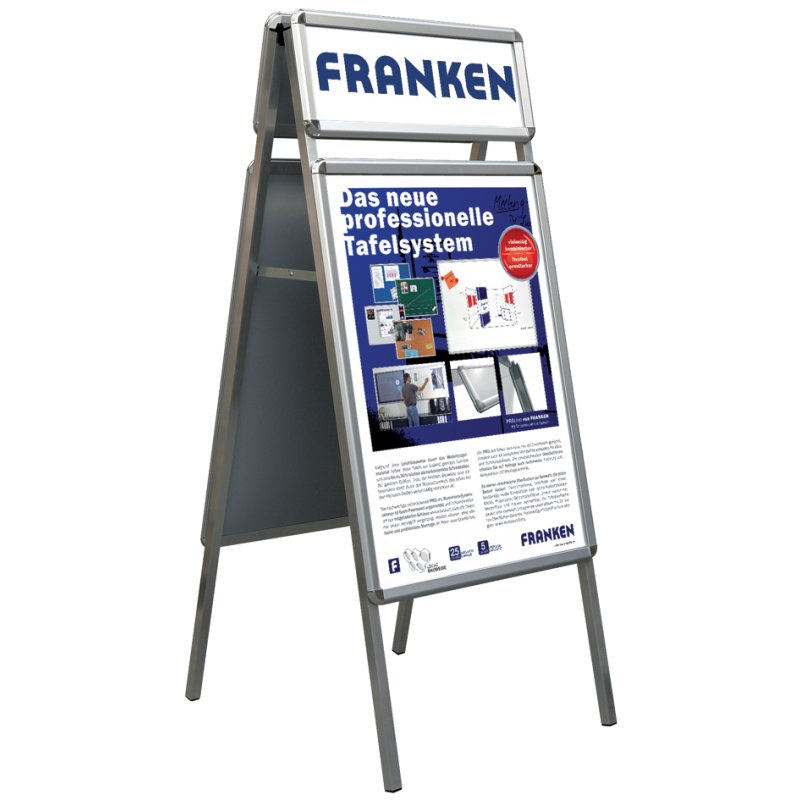 FRANKEN plakatstandaard Standard Plus, DIN A1, zilver geanodiseerd aluminium, snelwisselframe