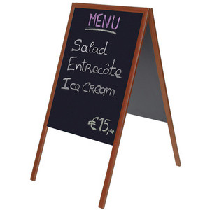 FRANKEN stoepbord met krijtbord, A1 formaat, kersenhouten frame, 120 cm hoog