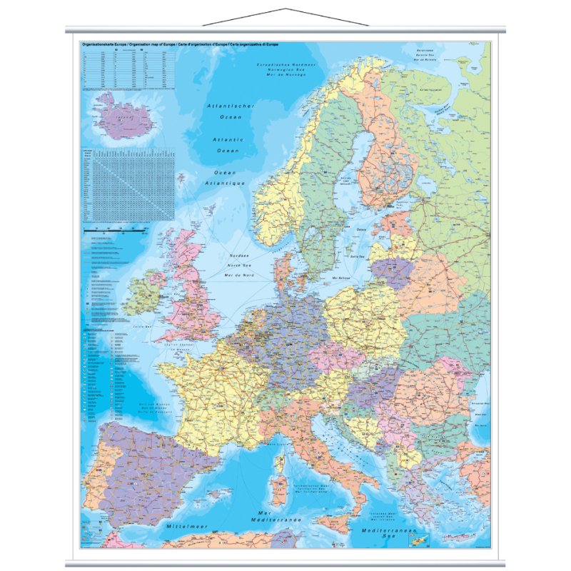 Gelamineerde Europakaart, 970 x 1370 mm