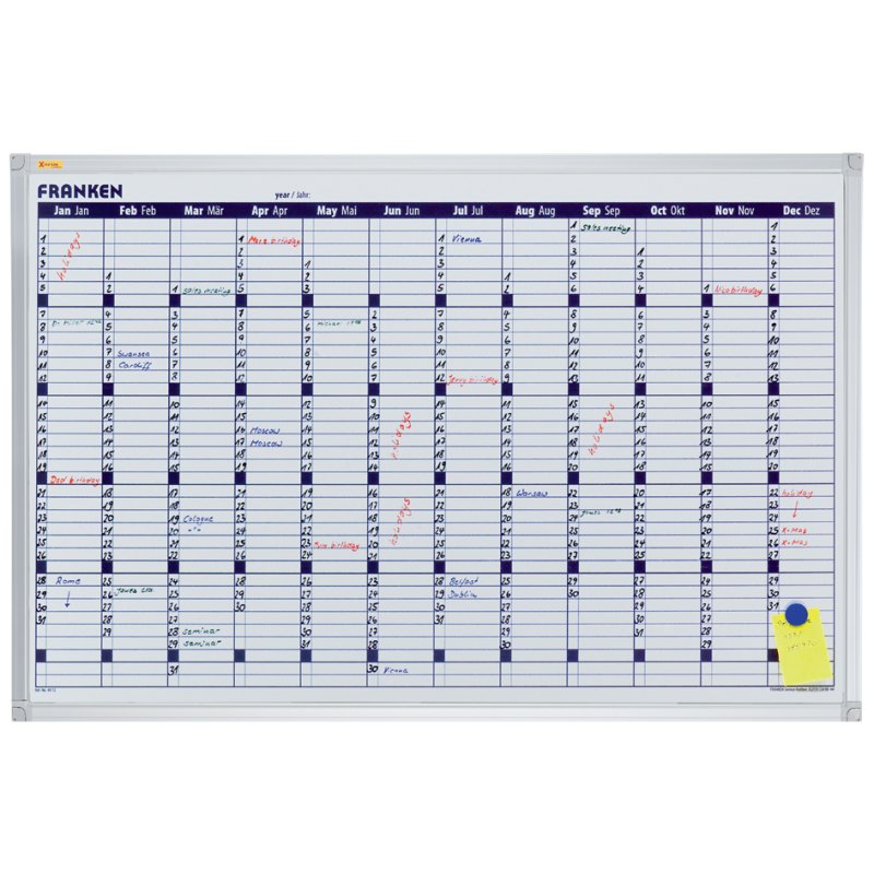 FRANKEN X-tra!Line weekplanner whiteboard, magnetisch beschrijfbaar 900x600 mm