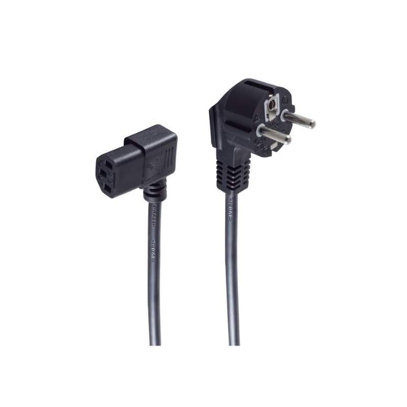 Shiverpeaks geaard stroomkabel met gehoekte stekker 1,8m zwart