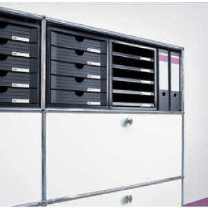 HAN ladekast SYSTEMBOX, 5 laden, lichtgrijs/transparant