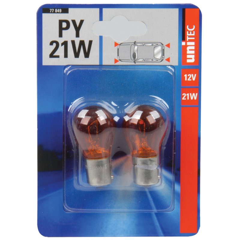 cartrend Bollamp, 12 Volt, 21 Watt, geel, 2 stuks