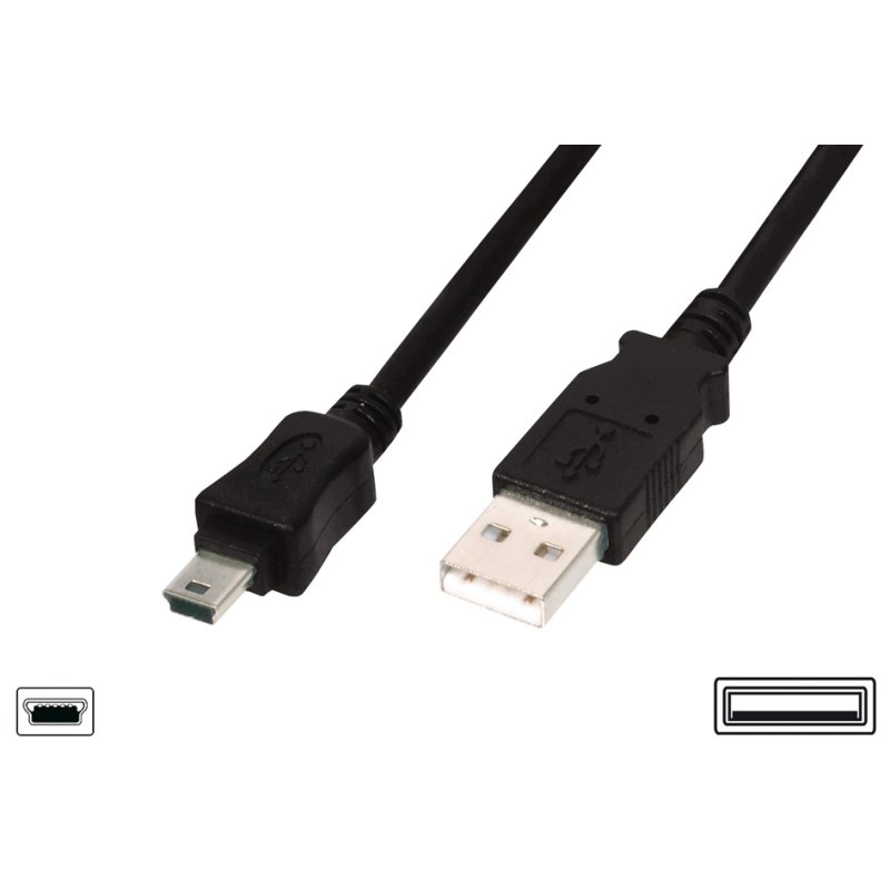 DIGITUS USB 2.0 Mini kabel, USB-A naar 5-pins Mini USB-B, 1,8 meter