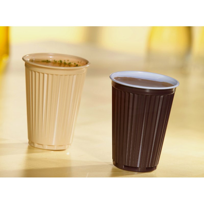 STARPAK Thermobekers kunststof 0,18 l bruin/wit, 100 stuks