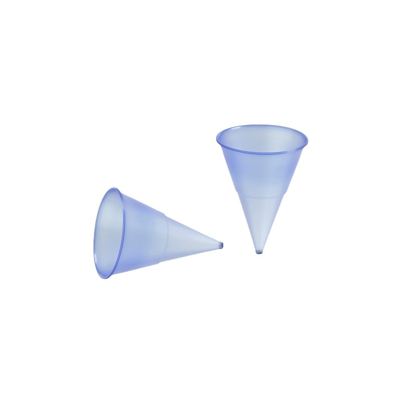 Plastic spitsbeker, blauw-transparant, 115 ml